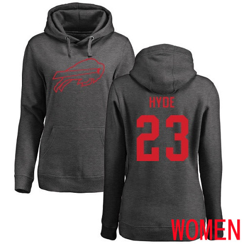 NFL Women Buffalo Bills #23 Micah Hyde Ash One Color Pullover Hoodie Sweatshirt->nfl t-shirts->Sports Accessory